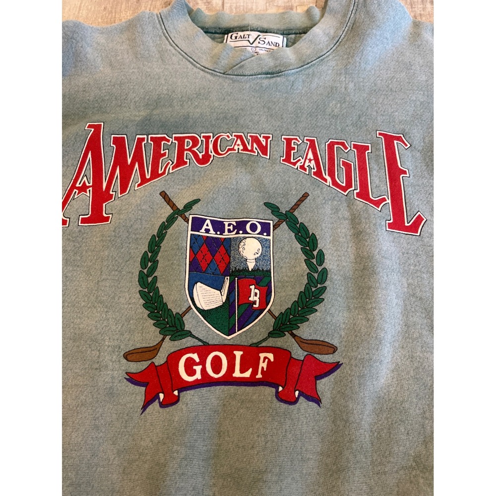 Vintage American Eagle Golf Galt Sand Sweatshirt Mens Large Teal Made‎ in USA L
